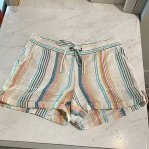 Per Se Linen Striped Shorts